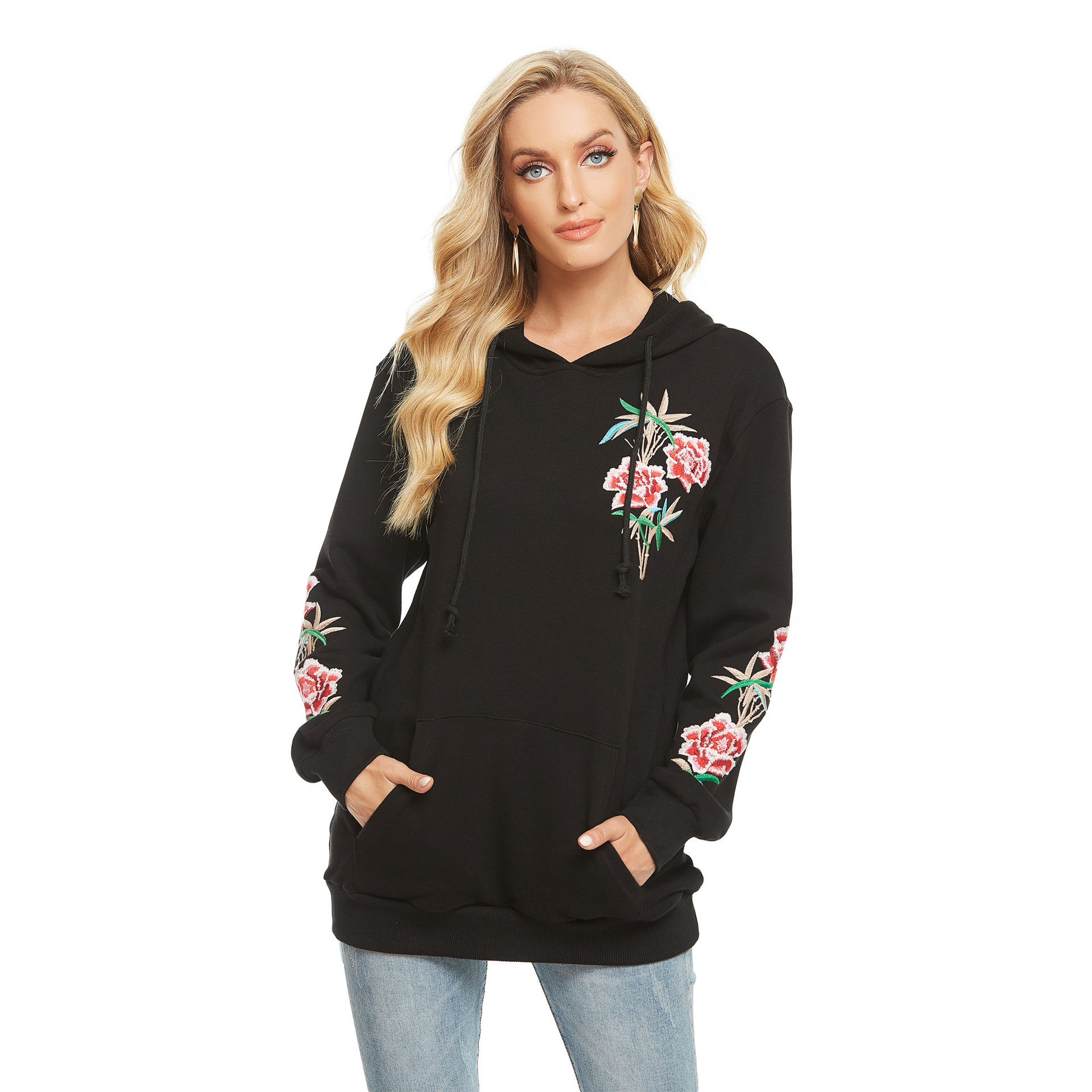 Women's Long Embroidered Sweater Coat