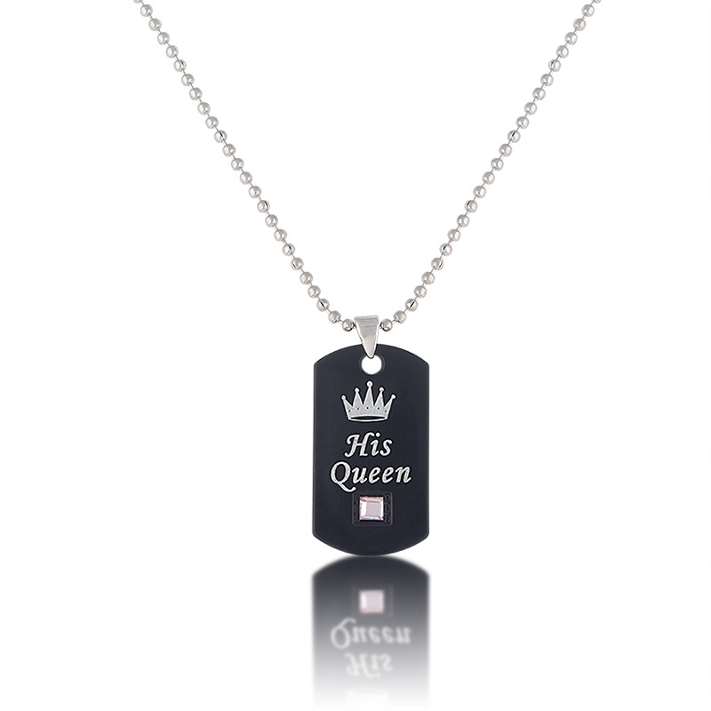 Her King His Queen Crown Couple Diamond Army Necklace