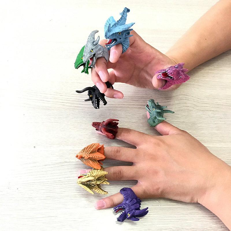 Simulation Dinosaur Finger Set Dinosaur Ring TPR Toy Finger Doll Student Funny Hand Puppet Finger Cot