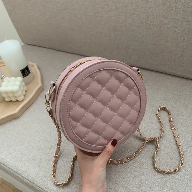 Fashion Net Red Small Round Bag Messenger Bag Female Trend Ins Rhombus Chain Bag Red - Shop at LoveMi