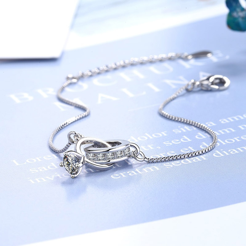 Temperament Sterling Silver Double Ring Bracelet