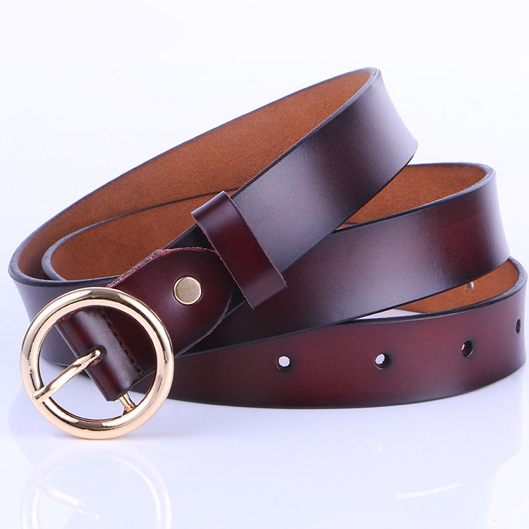 Title 6, Leather Belt Female Round Head Pin Buckle