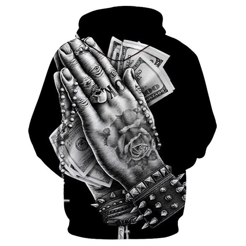 Harajuku Style European And American Trend Digital Printing Hoodie Men