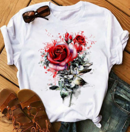 Women's Floral Print All-match T-shirt Top