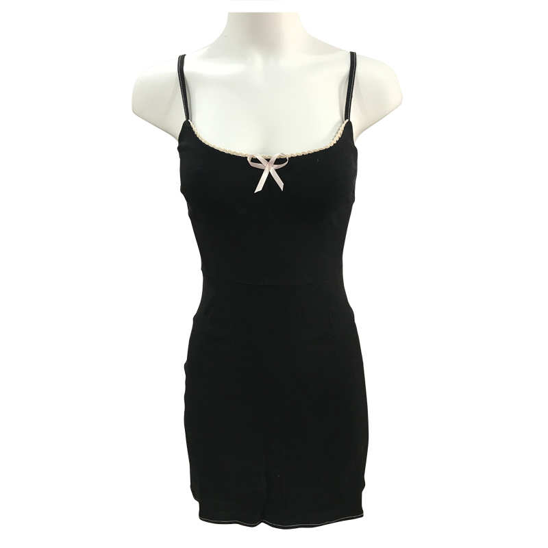 BERAN Exclusive Custom Vintage Cute Girly Bow Lace Color Matching High Waist Waist Suspender Dress