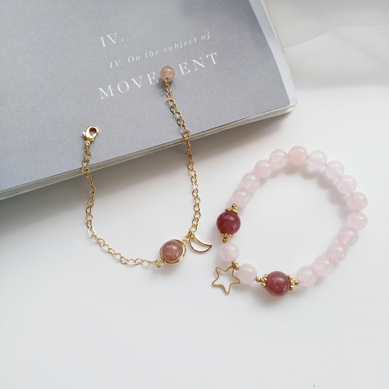 Temperament Pink Girl Heart Bracelet Simple Personality Star Moon Bracelet