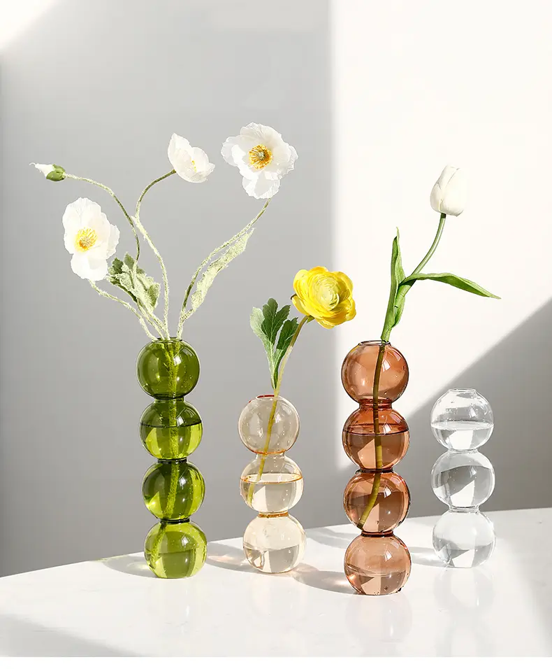 Transparent Glass Gourd Small Vase Flower Arrangement Ddried Flowers Hydroponics