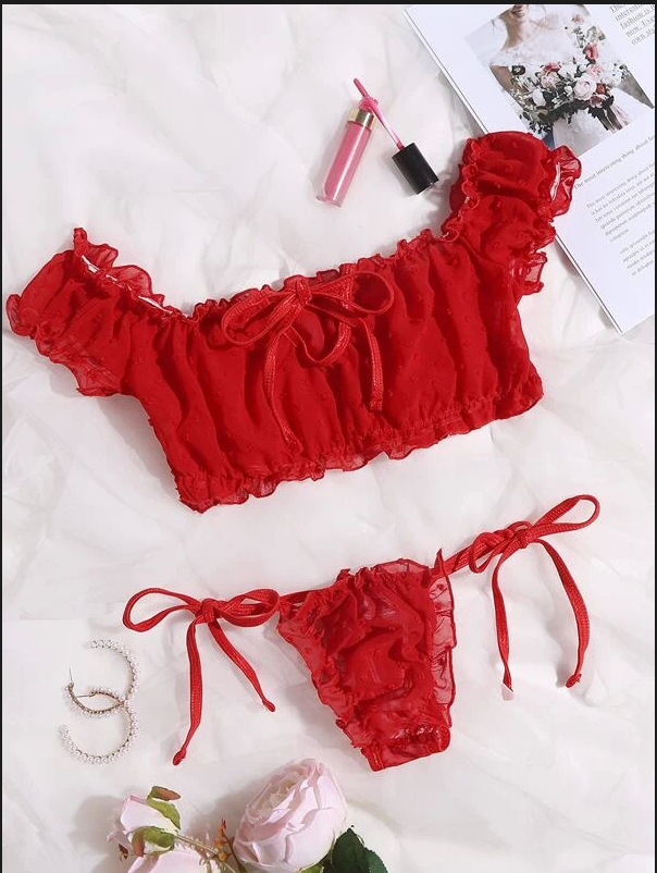 European and American Erotic Lingerie Sexy Women's Strapless Short Three point Underwear Red - Shop at LoveMi