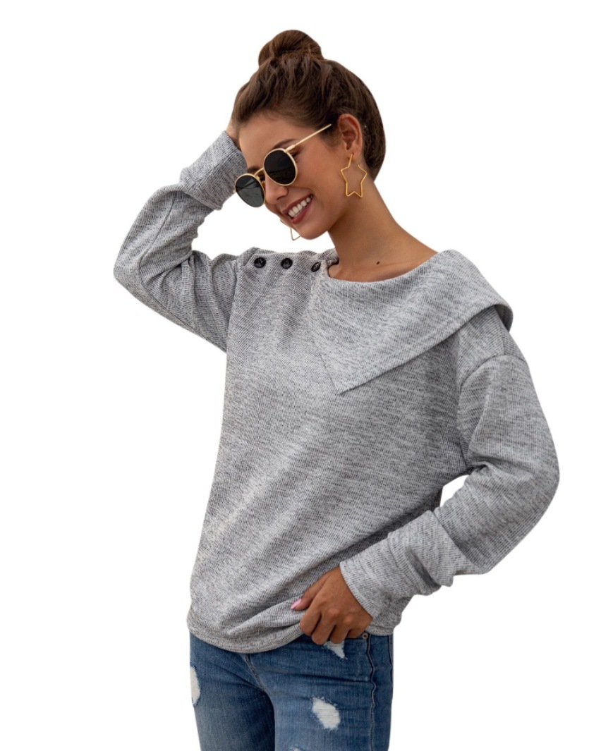 Title 3, Loose round neck button thick sweater for women...