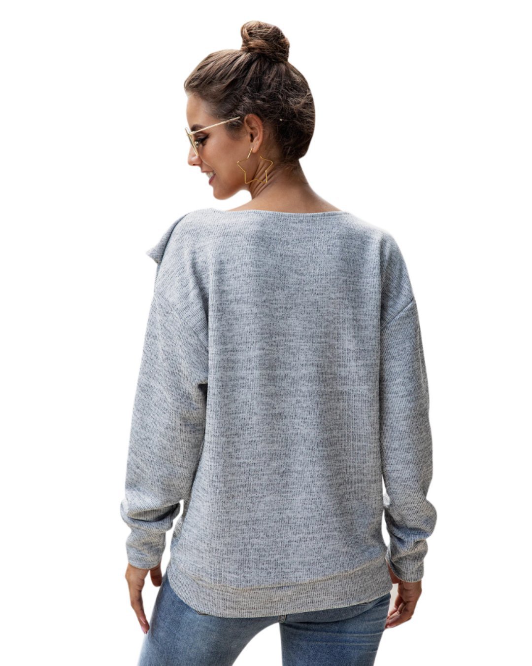 Title 12, Loose round neck button thick sweater for women...