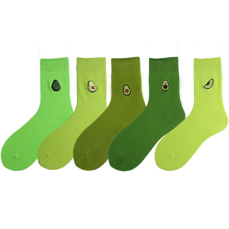 Title 2, Cotton Ins New Pile Socks Groen Avocado Borduur...