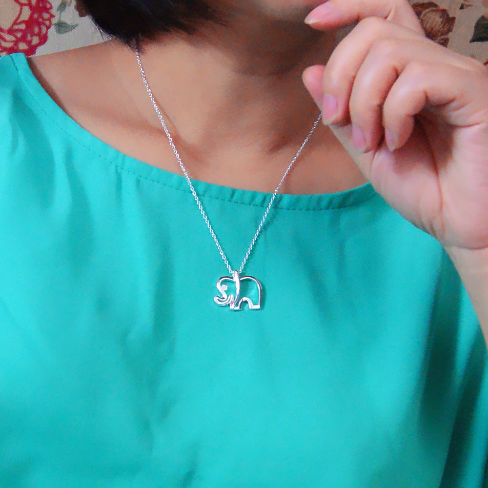 Cute Elephant Pendant Necklace Plating S925 Silver Womens Clavicle Necklace