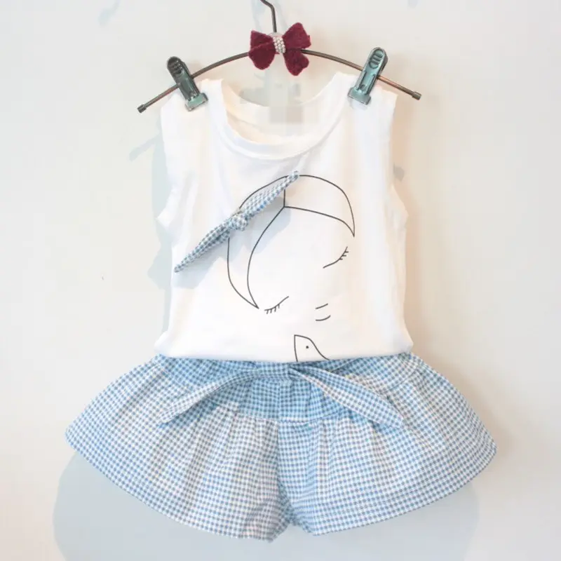 AiLe Rabbit Girls Fashion Clothes Set Short Sleeve Shirt