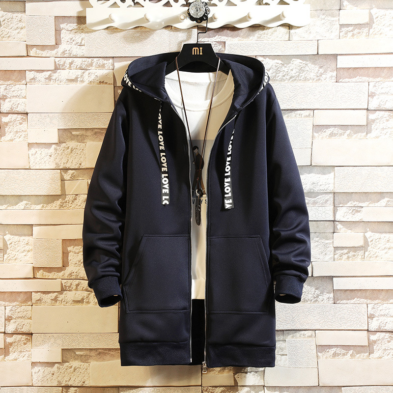 Men's Fashion Solid Color Hooded Mid-Length Coat