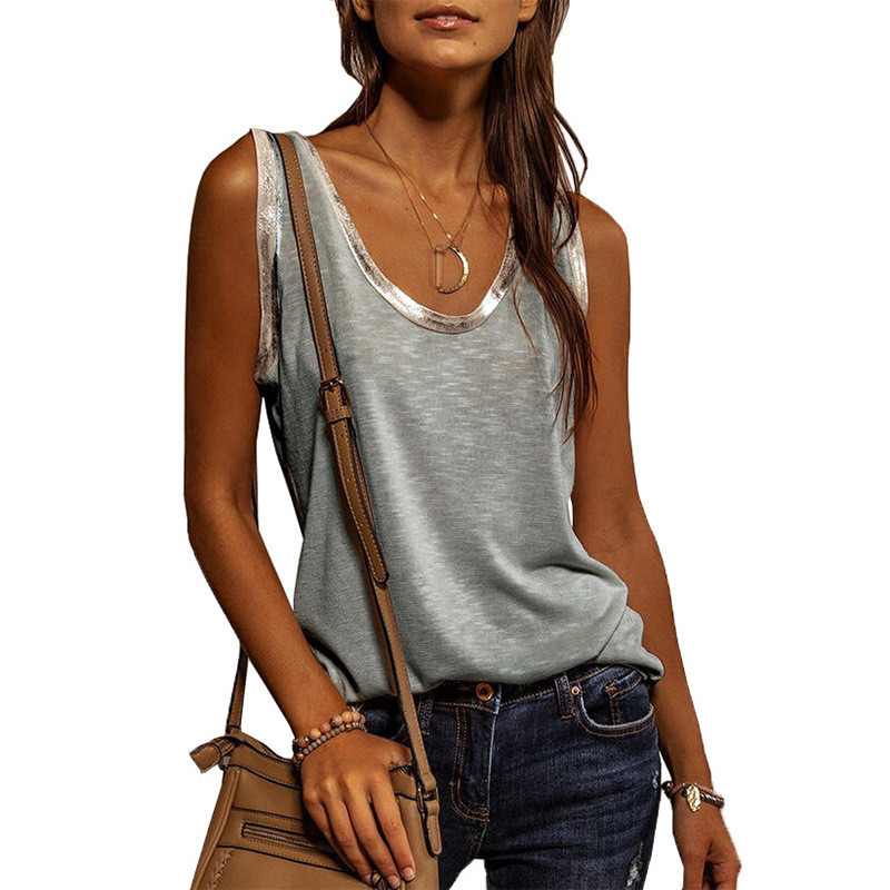 Contrasting Tie Loose Vest Sleeveless T-shirt