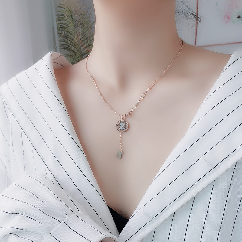 New Trendy Double-sided Titanium Steel Double-layer Love Anklet Female Anti-allergic 14K gold Plated Wild Simple Foot Ornament