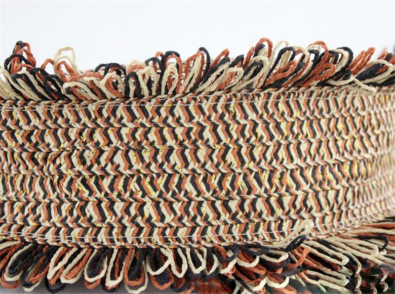 Round Portable Two-Color Fringed Straw Bag