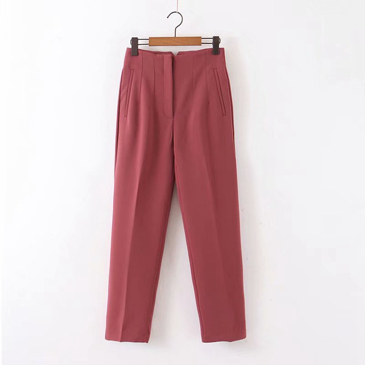 High Waist Straight Pleated Slacks Wine - Shop at LoveMi
