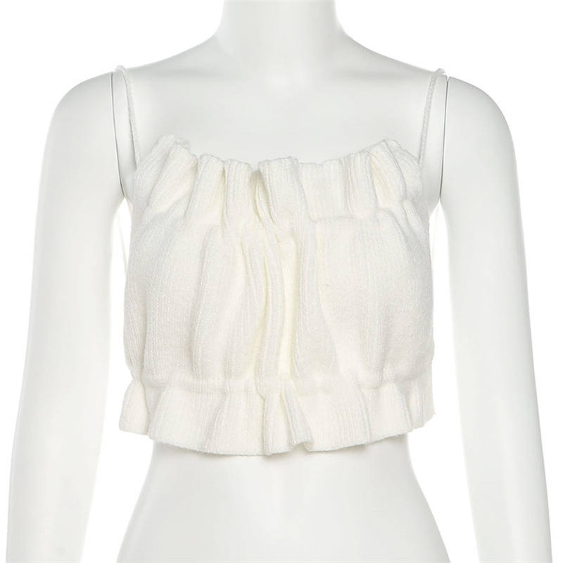 Sleeveless Small Sling Solid Color Wrap Top With Open Back And Navel