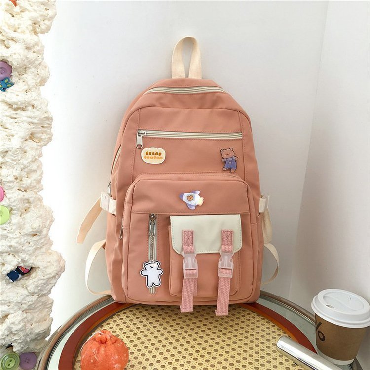 Campus Small  And Cute Girl Student Color Matching Backpack Japanese Vintage School Bag — foto 3