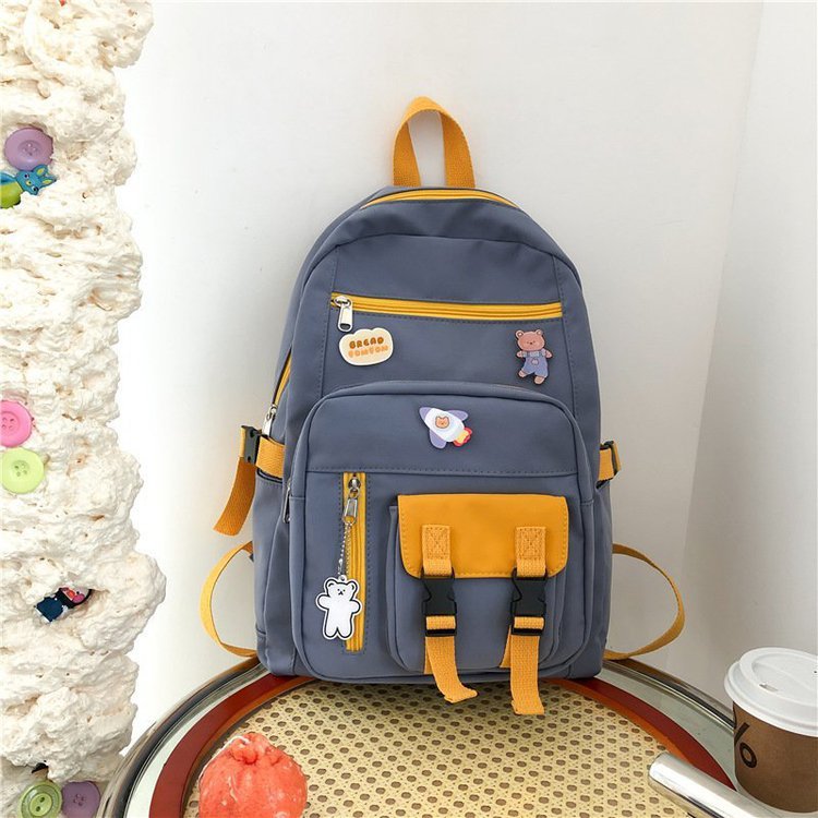 Campus Small  And Cute Girl Student Color Matching Backpack Japanese Vintage School Bag — foto 2