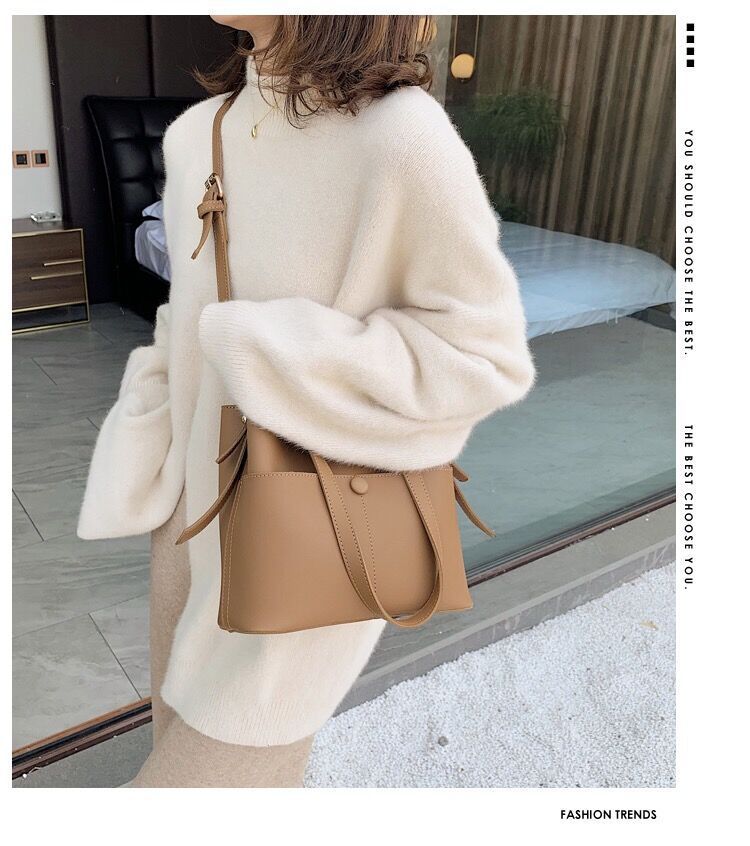 Western Fashion Net Red Bucket Bag Korean Retro Messenger Shoulder Bag