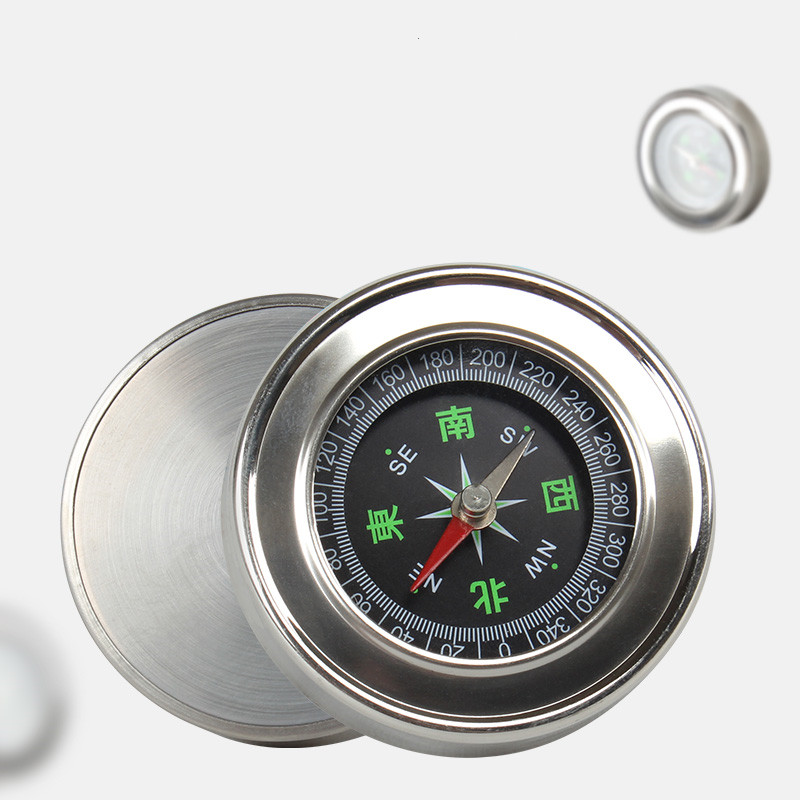 Stainless steel compass outdoor hiking camping (white)