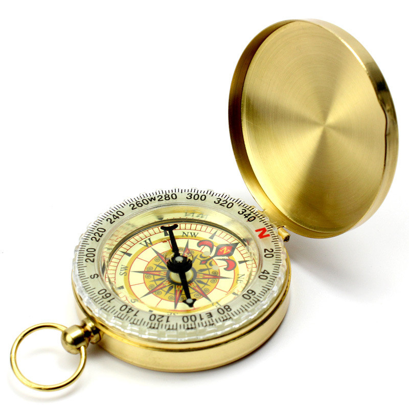 Stainless steel compass outdoor hiking camping (white)