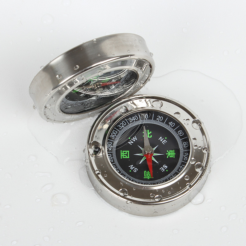 Stainless steel compass outdoor hiking camping (white)