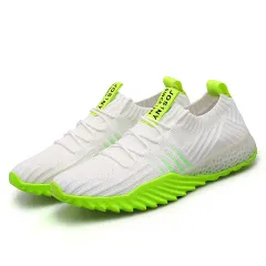 Flying Woven Mesh Breathable Sneakers - Green - View 1