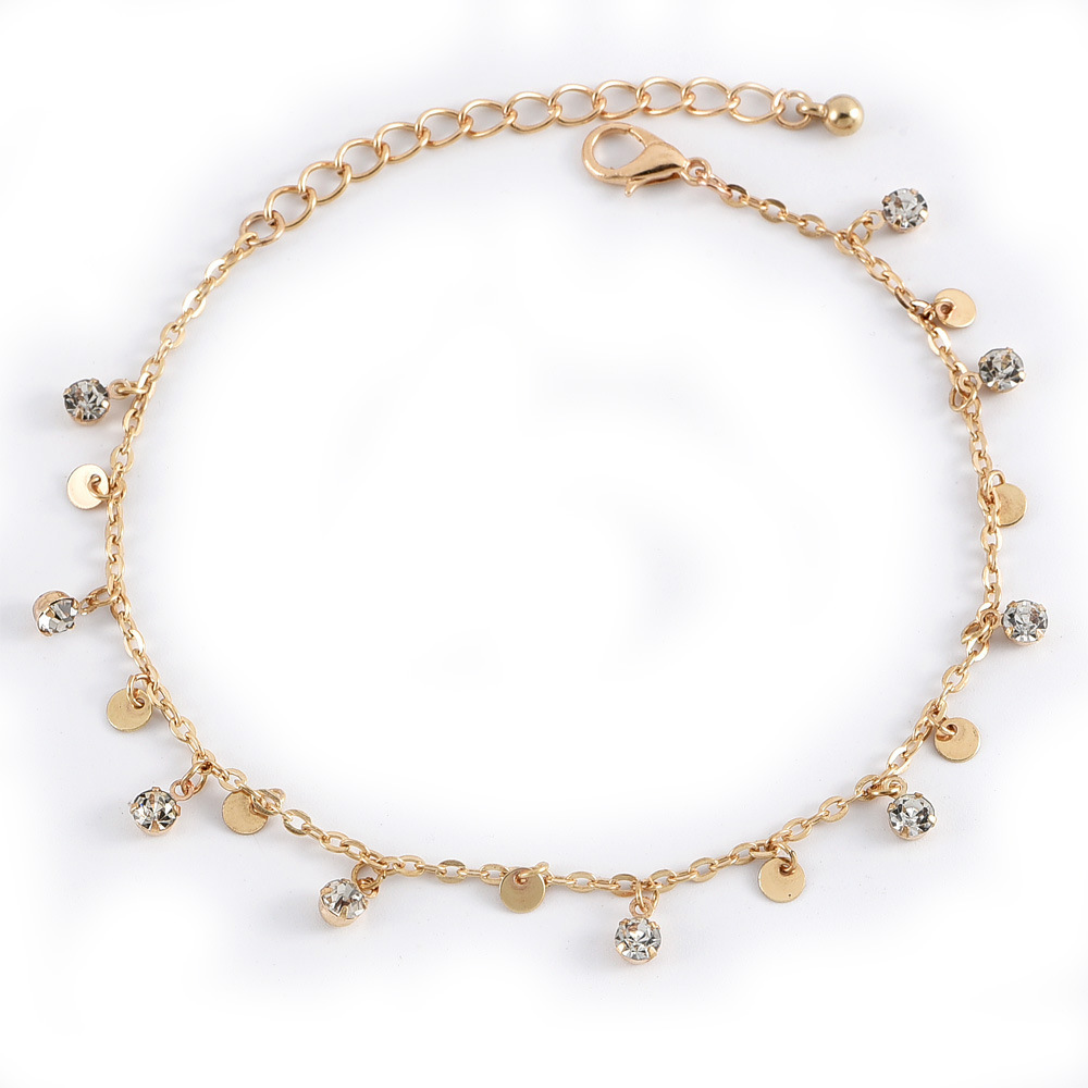 Title 2, Golden Ladies Multilayer Circle Diamond Anklet