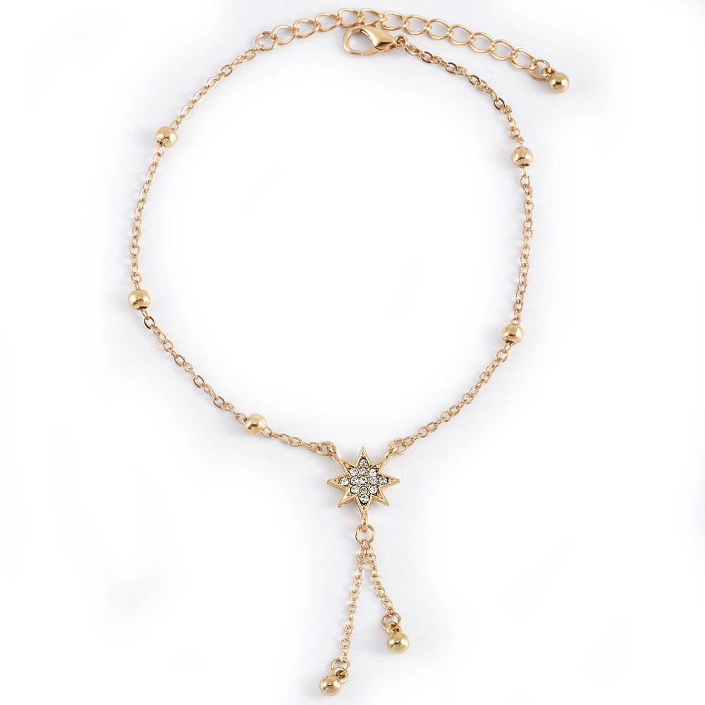 Title 5, Golden Ladies Multilayer Circle Diamond Anklet