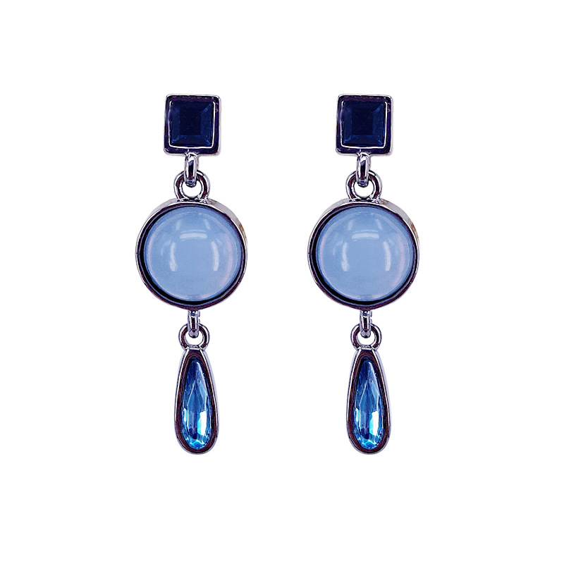 Blue Water Drop Temperament Opal Geometric Earrings