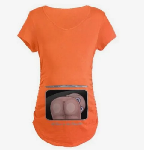 Baby Digital Printed Women's Maternity Cute Casual Tee Orange - Shop at LoveMi