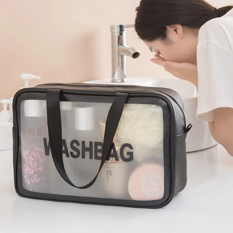 Korean Portable Large-Capacity Travel Transparent Toilet Bag Pu Waterproof