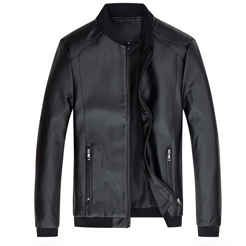 Men's Stand-Up Collar Leather Jacket Coat Motorcycle Men's Casual Leather Jacket
