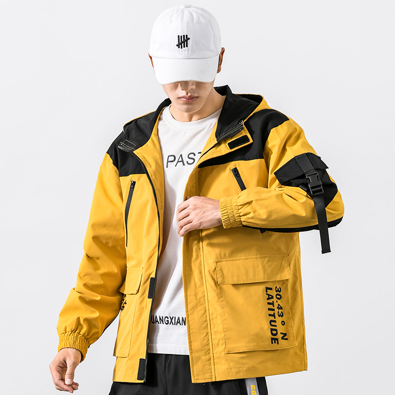 Hooded Korean Style Trendy Handsome Student Tooling Casual Boys Jacket