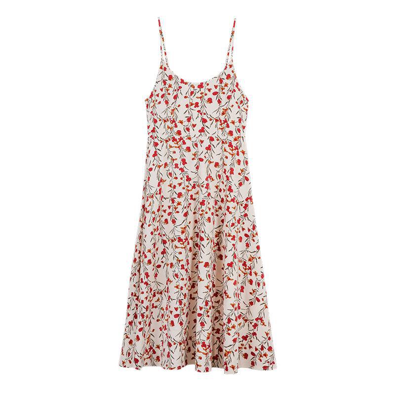 Spring And Wummer Floral Skirt Medium Length Slim Suspender Fashion Skirt