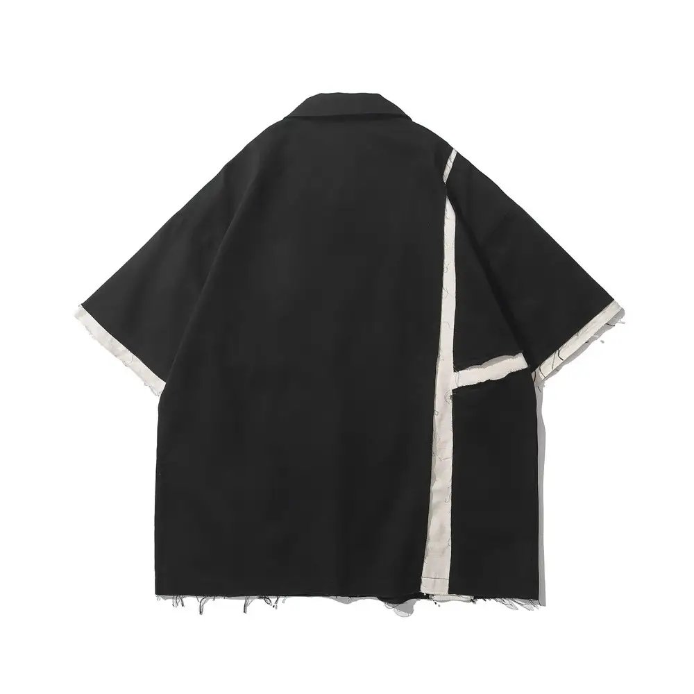 Contrast Stitching Short-sleeved Suit Men's European And American Trendy Two-piece Suit
