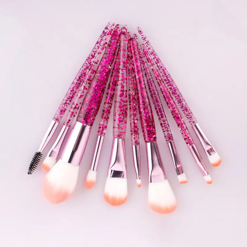 10 Makeup Brushes Powder-Filled Handle Brush Set