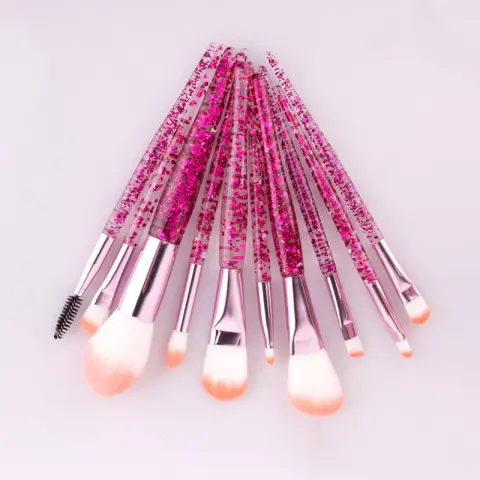 10 Makeup Brushes Powder-Filled Handle Brush Set