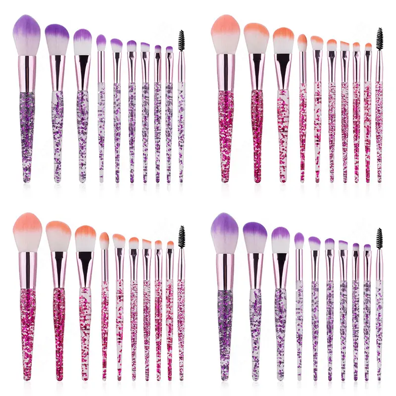 10 Makeup Brushes Powder-Filled Handle Brush Set