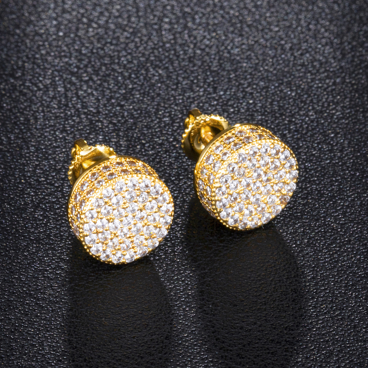 Hip-hop Earrings Copper Micro-inlaid Zircon Double-layer Round Earrings