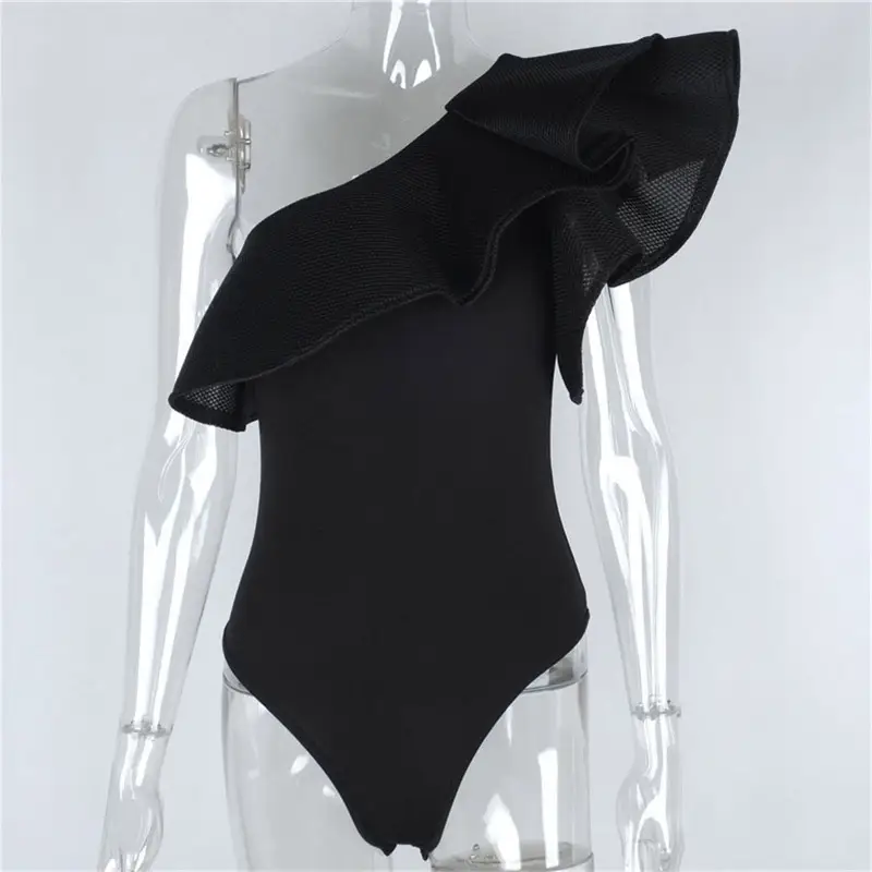 European And American Beach One-shoulder Ruffled Fly-sleeve Jumpsuit