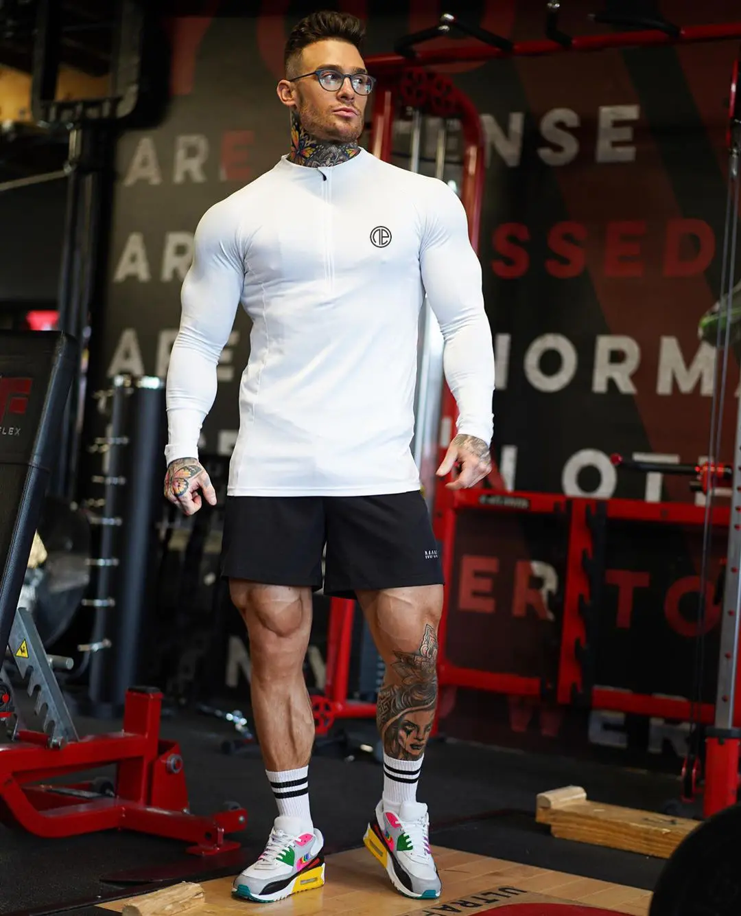 Zipper Neck Fitness Shirts Men Black Long