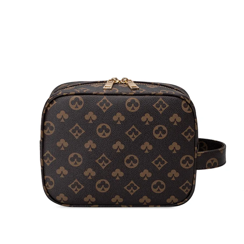 Portable Retro Printing Large-Capacity Clutch - Brown