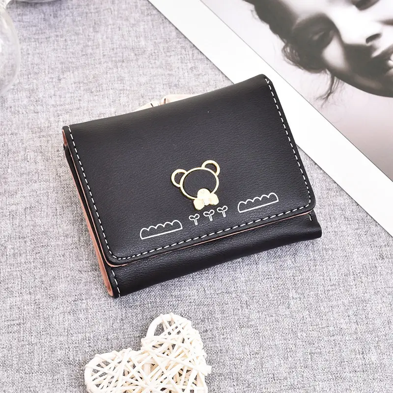 Cute Cartoon Bear Multifunctional Tri-Fold Coin Purse