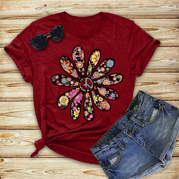 Sunflower Ladies T-shirt Art Print Short Sleeve