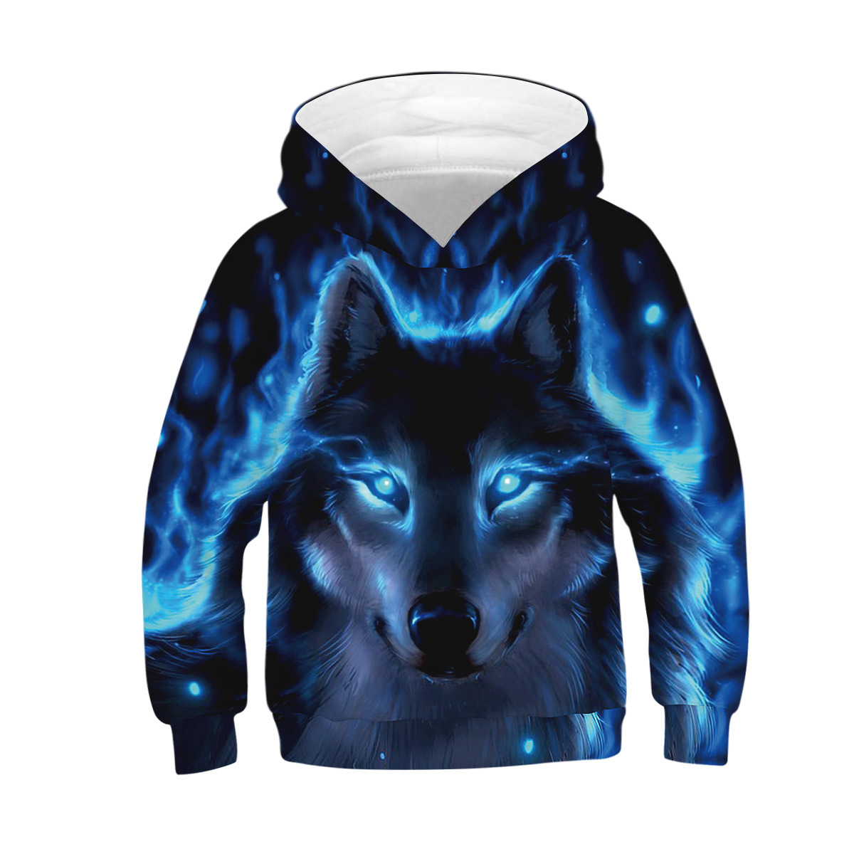 Zhongda Children's Autumn And Winter New Wolf Head 3D Digital Printing Hooded Sweater Trendy Brand Boys And Girls Casual Jacket