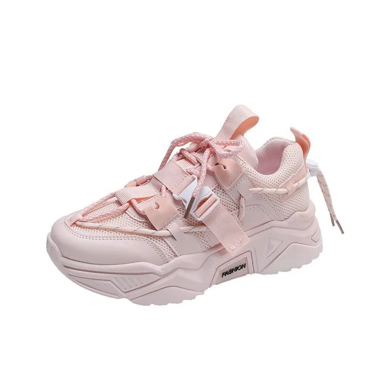 Breathable Thick-soled Student Ins Casual Super Fire Sneakers - Pink